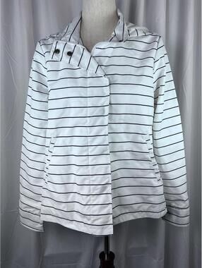 O'Neill Jacket Women Sz  XS White Blue Stripe Zip-Up Windbreaker Light Lumina